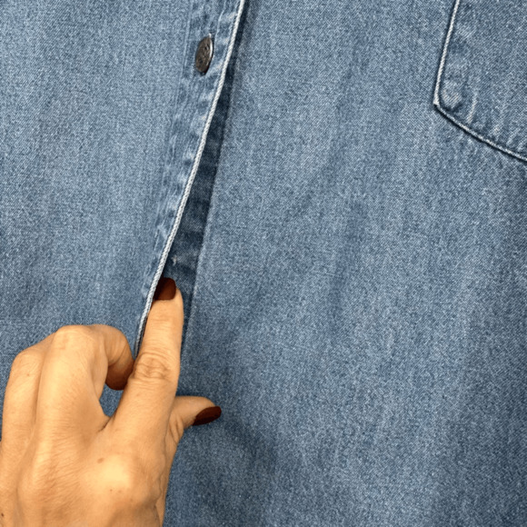 ORVIS Women’s Denim Shirt Dress Midi Blue Size S 100% cotton Western Minimalist - Picture 8 of 9